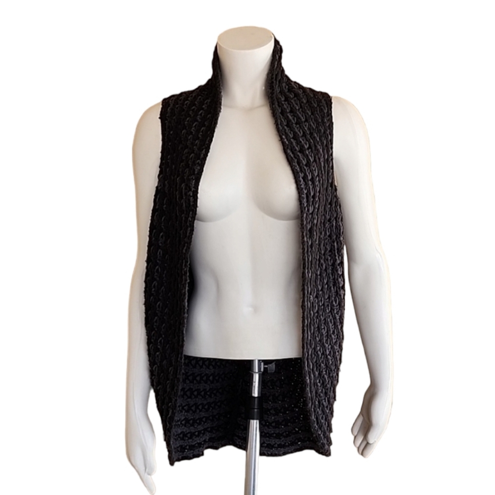 SLEEPING ON SNOW ANTHROPOLOGIE Cocoon Wool Sweater Vest S M Crochet Cardigan - Picture 5 of 16